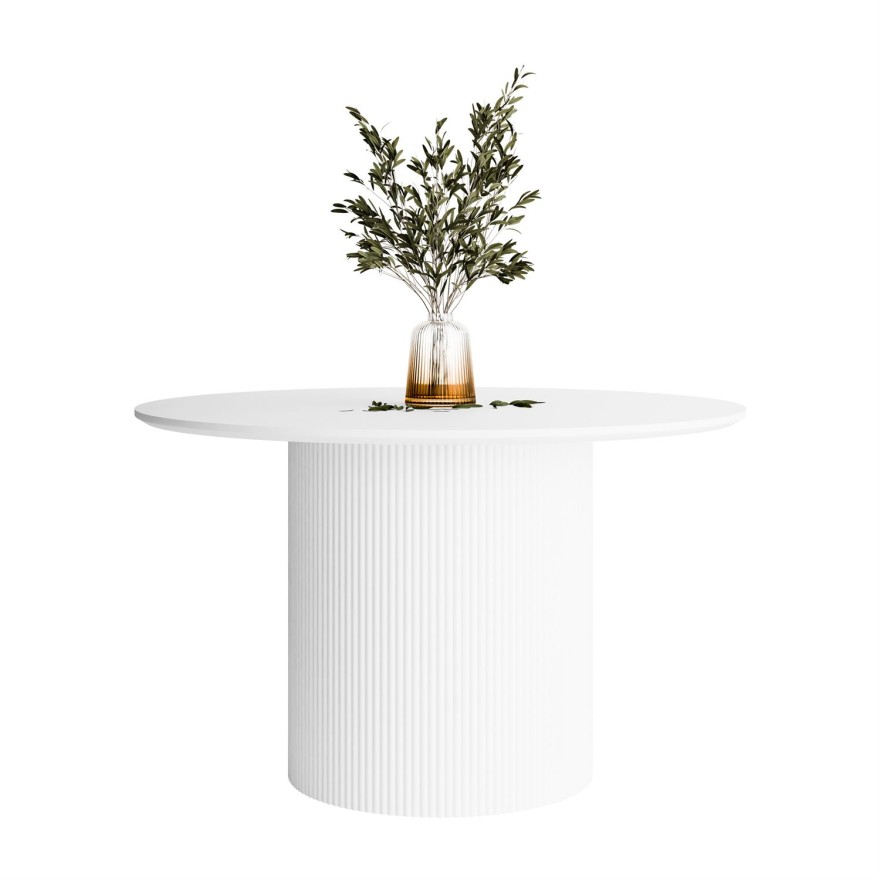 Okrągły stół do jadalni OVI z ryflowaną podstawą