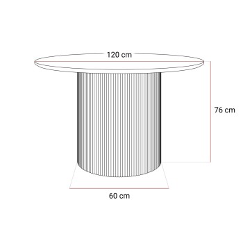 Okrągły stół do jadalni OVI z ryflowaną podstawą