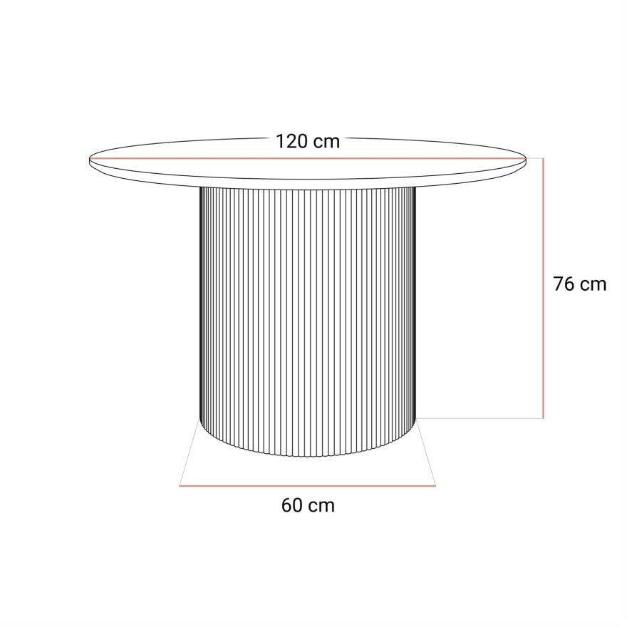 Okrągły stół do jadalni OVI z ryflowaną podstawą