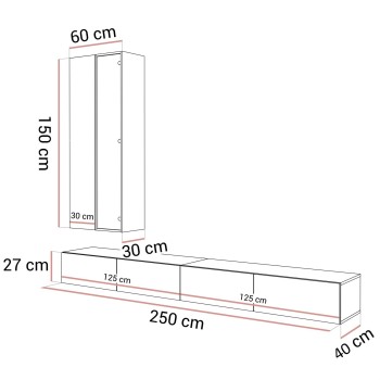 Wisząca meblościanka CARMEN z oświetleniem LED