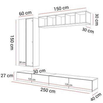Wisząca meblościanka CARMEN II z oświetleniem LED