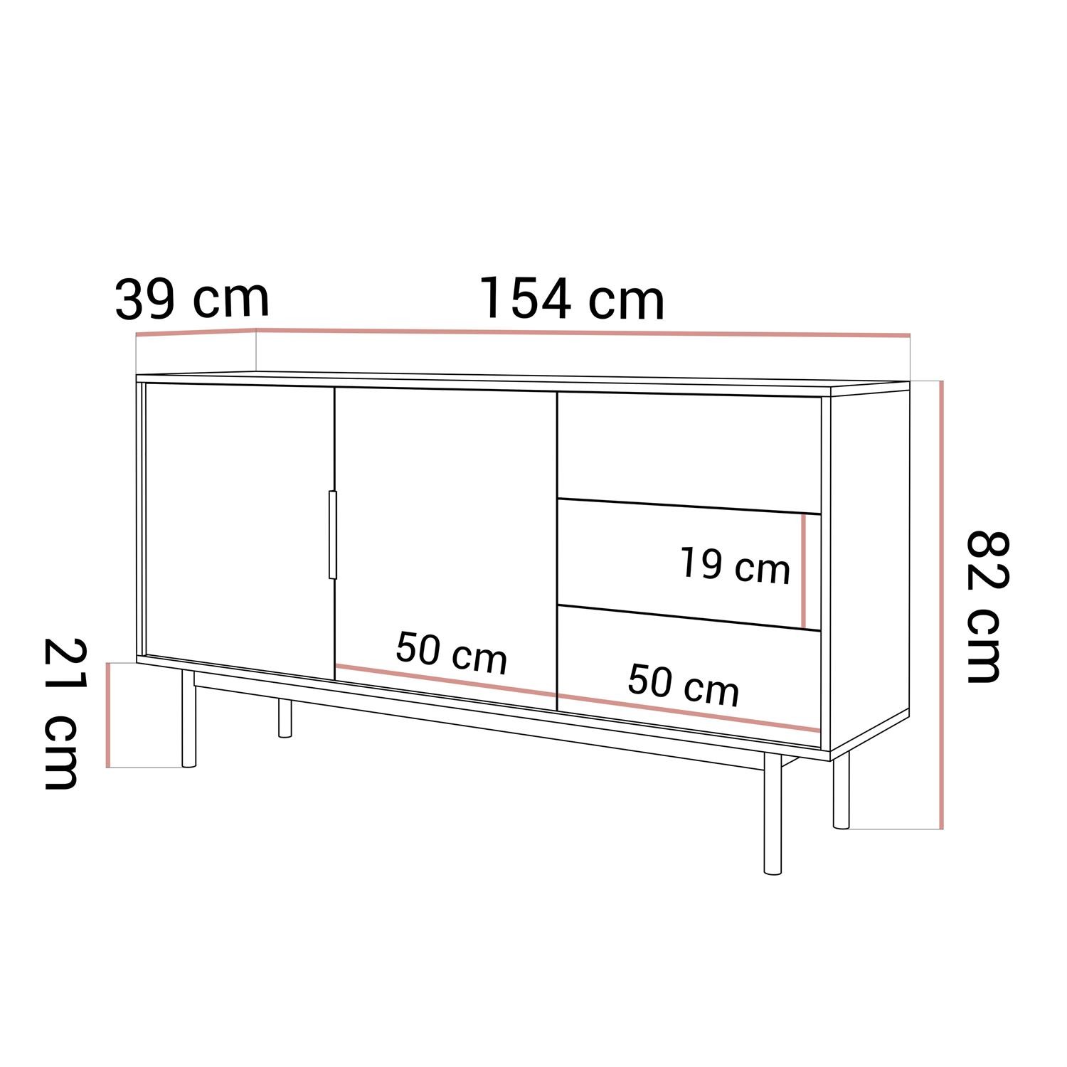 Dwudrzwiowa komoda MIRACLE 2D3S z szufladami