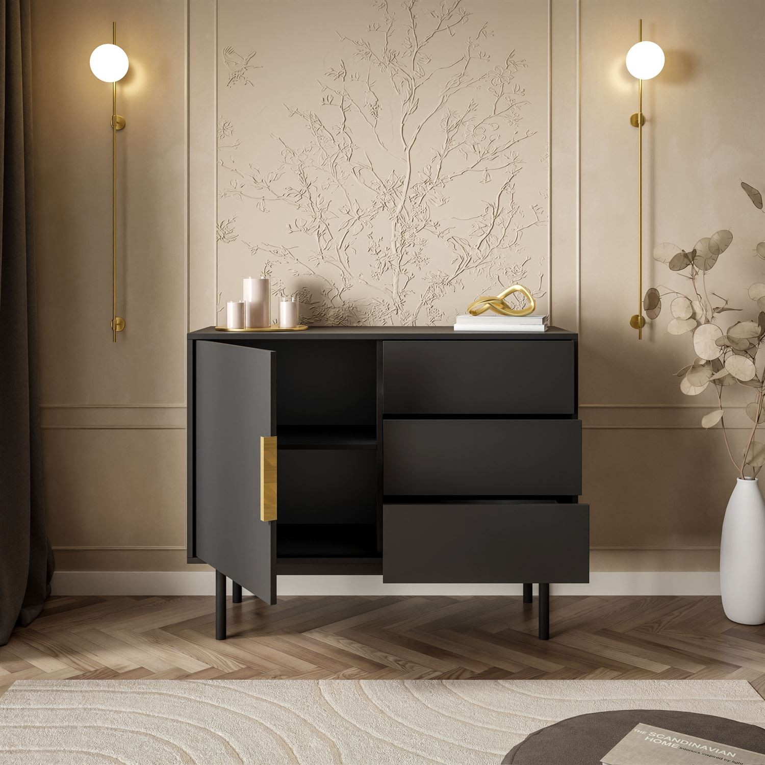 Jednodrzwiowa komoda MIRACLE 1D3S z szufladami