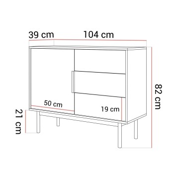 Jednodrzwiowa komoda MIRACLE 1D3S z szufladami