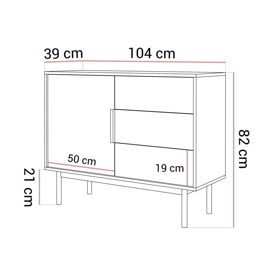 Jednodrzwiowa komoda MIRACLE 1D3S z szufladami