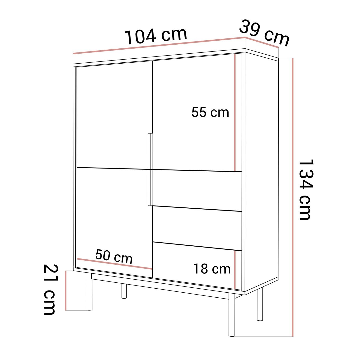 Trzydrzwiowa komoda MIRACLE 3D3S z szufladami