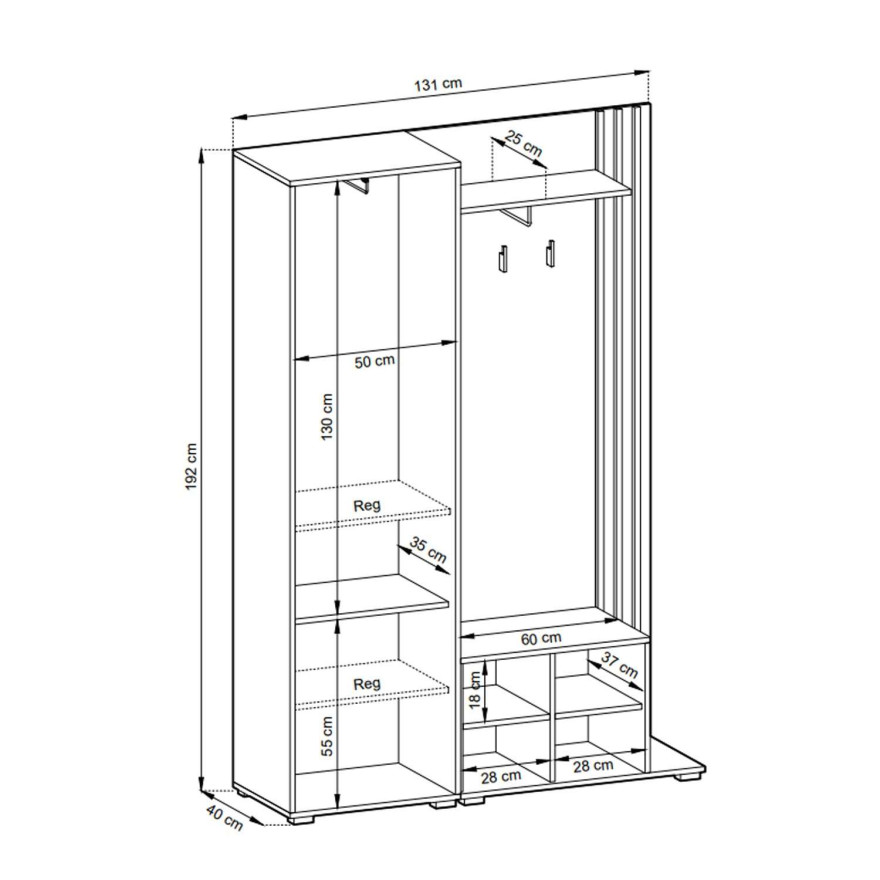 Garderoba z lustrem NELA G134