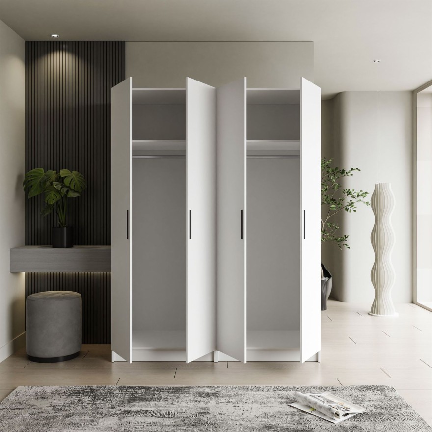 Czterodrzwiowa szafa NORA z uchwytami