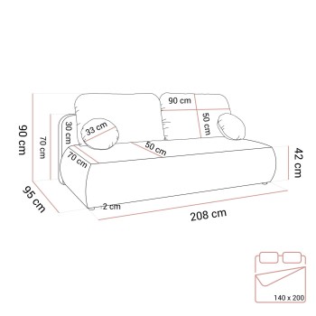 Dwuosobowa kanapa CLAIRE z funkcją spania