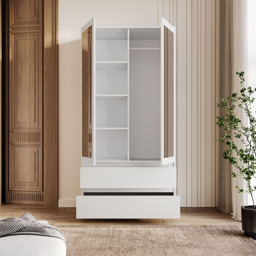 Dwudrzwiowa szafa HANA SS-90 z lustrem