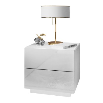 Stolik nocny LINA LUX z uchwytami i blatem w połysku LED