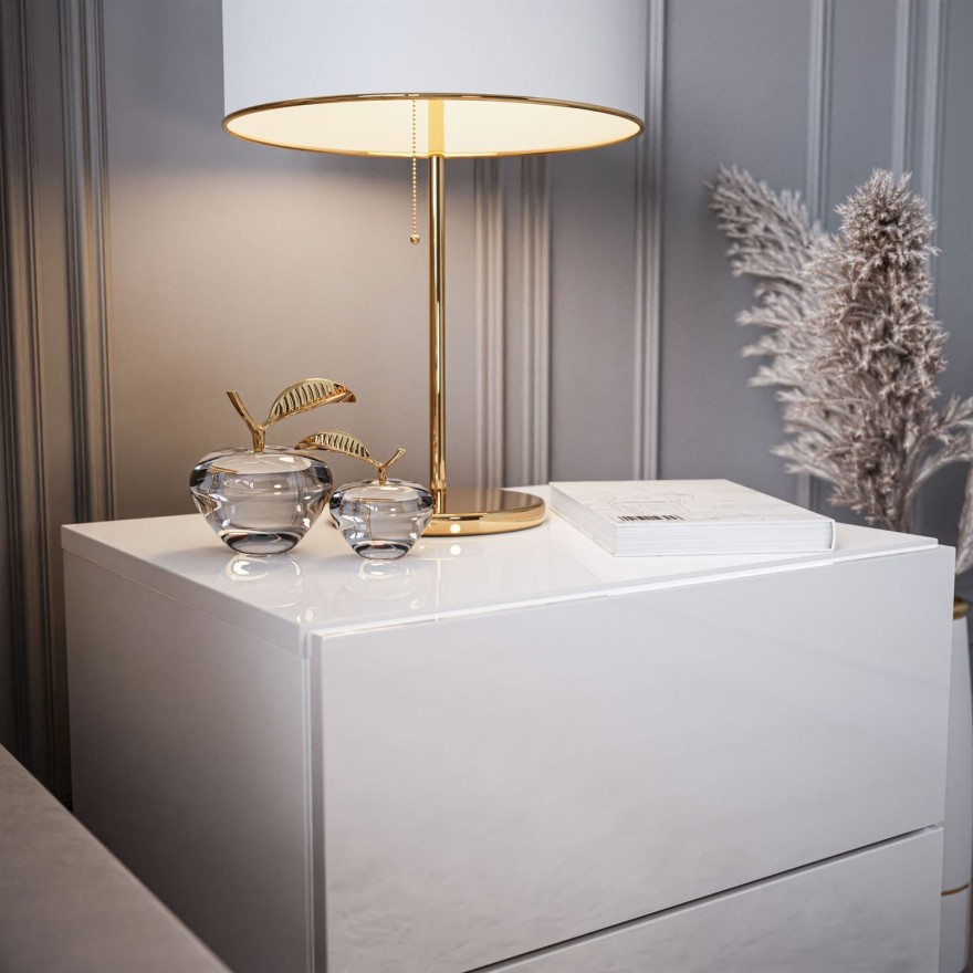 Stolik nocny LINA LUX z uchwytami i blatem w połysku LED