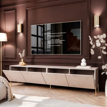 Szafka RTV COLGANTE 200 kaszmir wysoki połysk na nóżkach