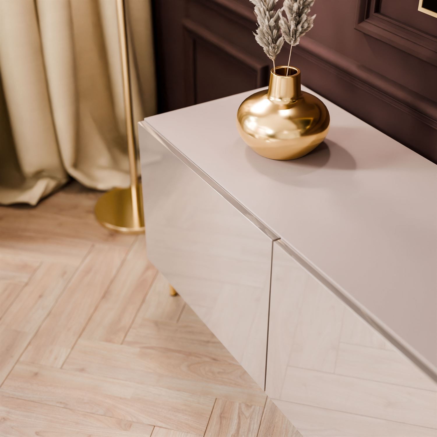 Szafka RTV COLGANTE 200 kaszmir wysoki połysk na nóżkach