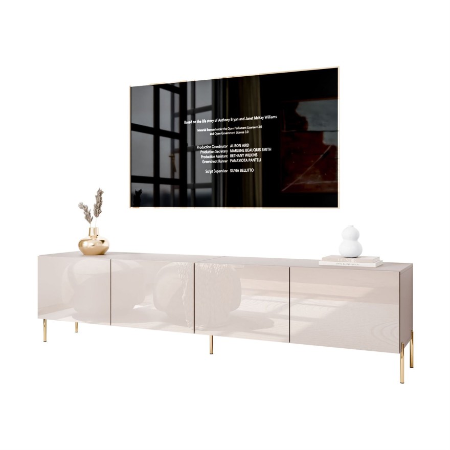 Szafka RTV COLGANTE 200 kaszmir wysoki połysk na nóżkach