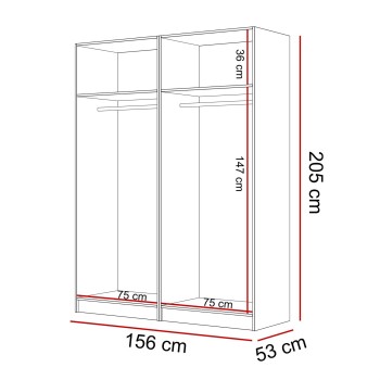 Czterodrzwiowa szafa NORA z uchwytami