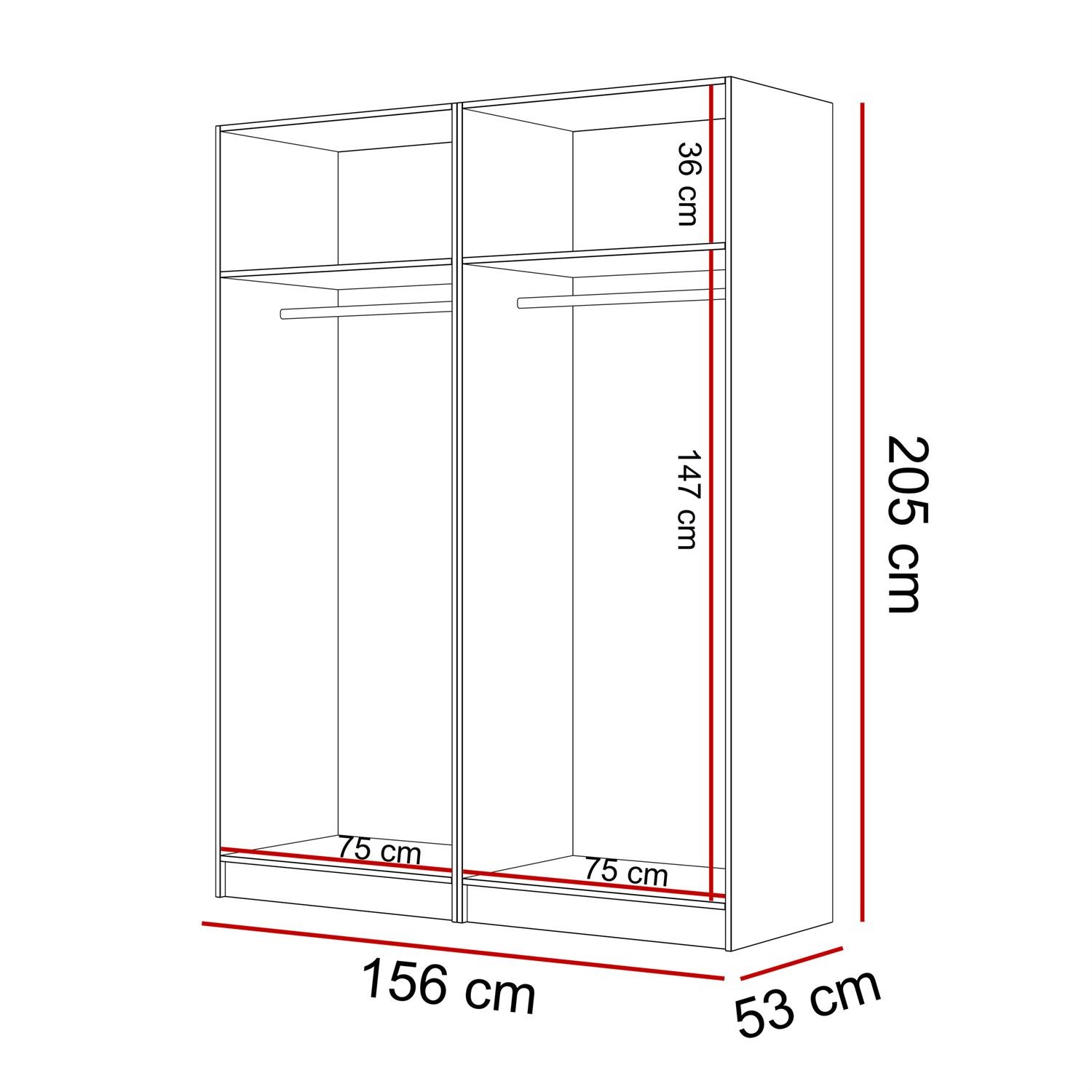 Czterodrzwiowa szafa NORA z uchwytami