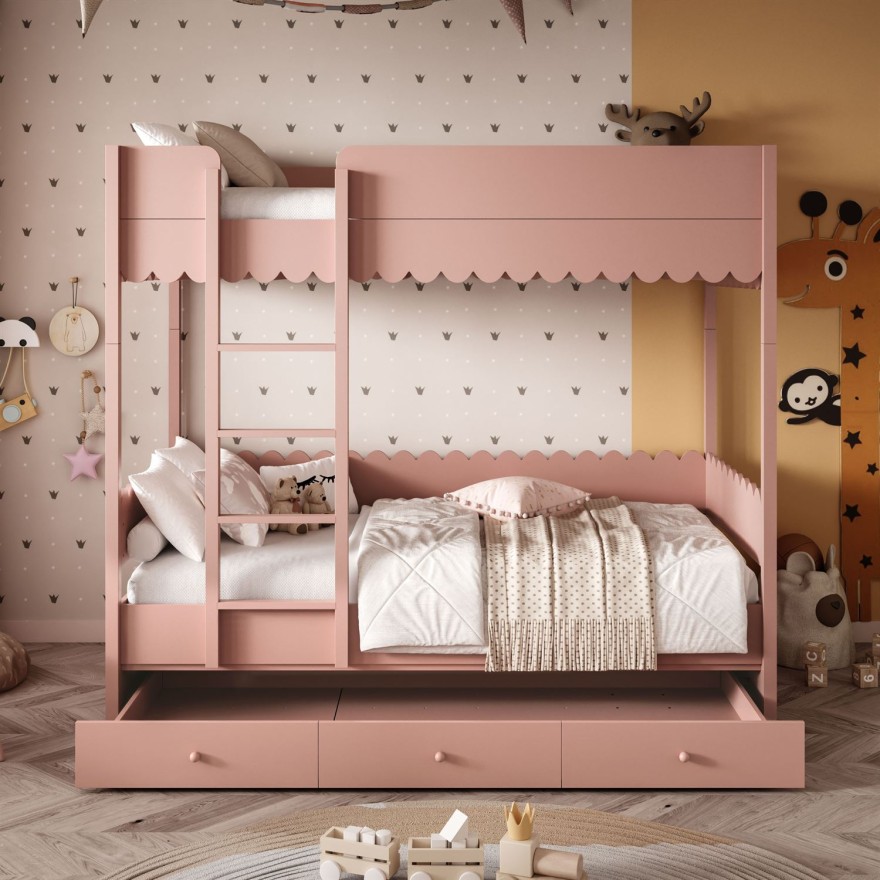 Łóżko piętrowe dziecięce BABUSHKA 90x200 cm