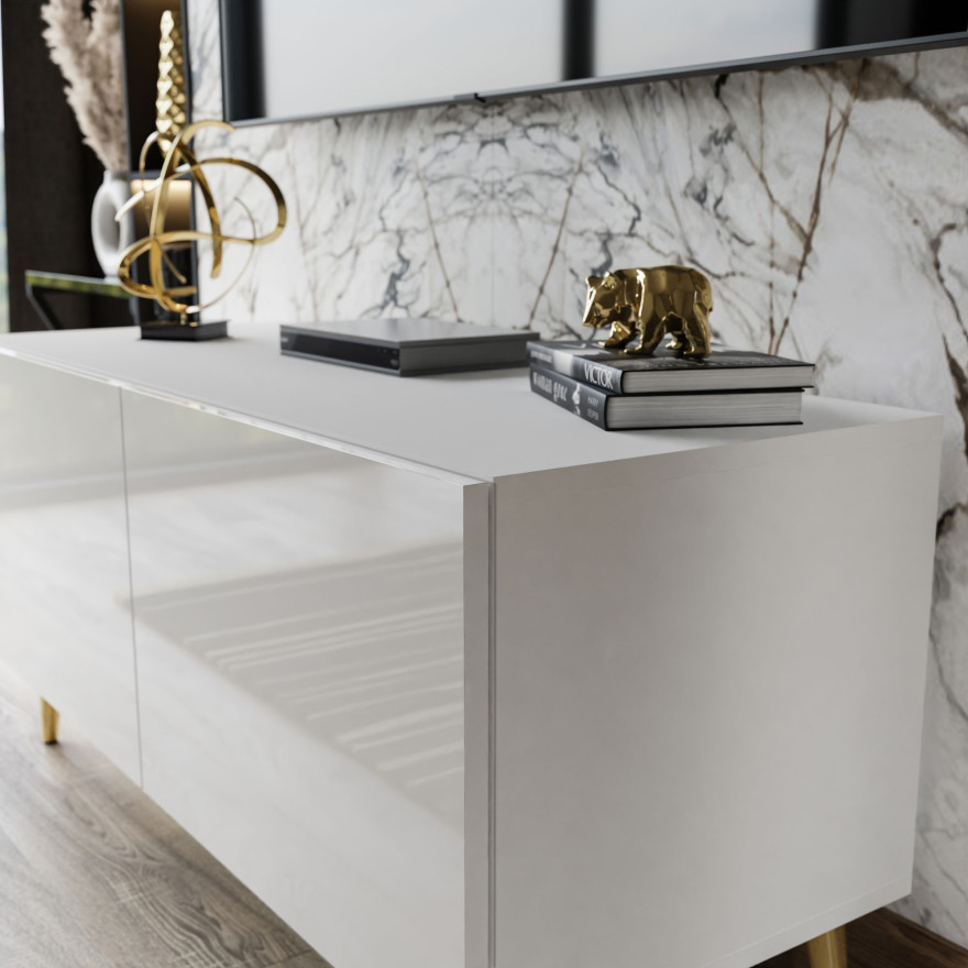 Szafka RTV AURA 100 biały wysoki połysk