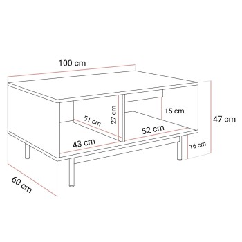 Stolik kawowy FLORENCE ze schowkiem