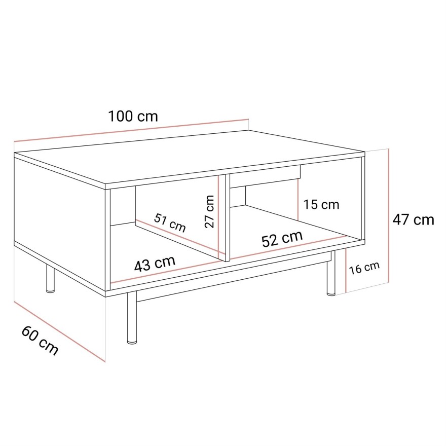 Stolik kawowy FLORENCE ze schowkiem
