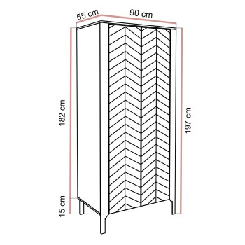 Dwudrzwiowa szafa LUMI 90 cm