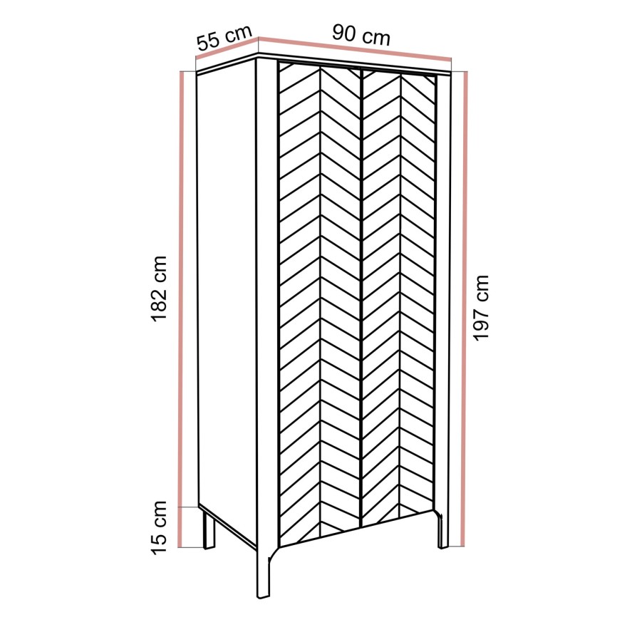 Dwudrzwiowa szafa LUMI 90 cm