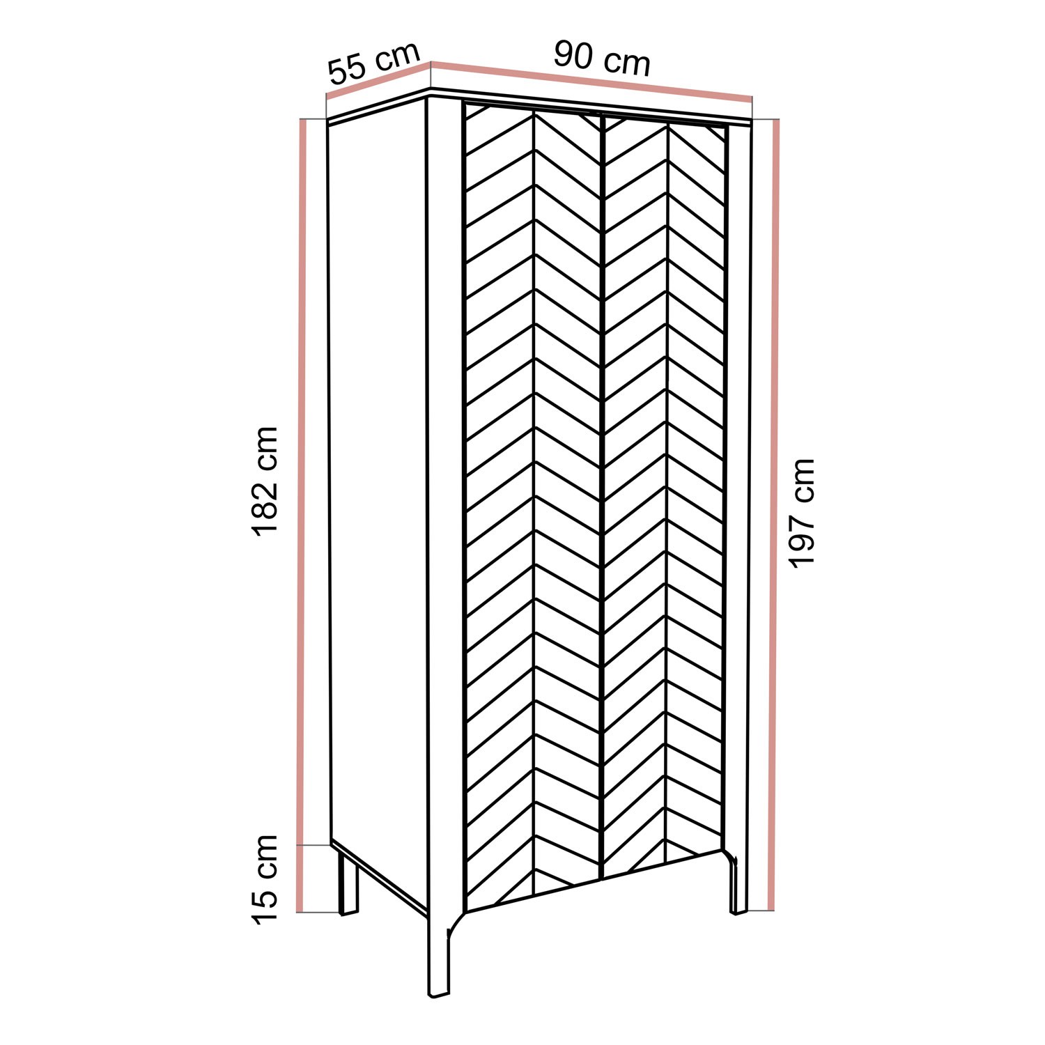 Dwudrzwiowa szafa LUMI 90 cm