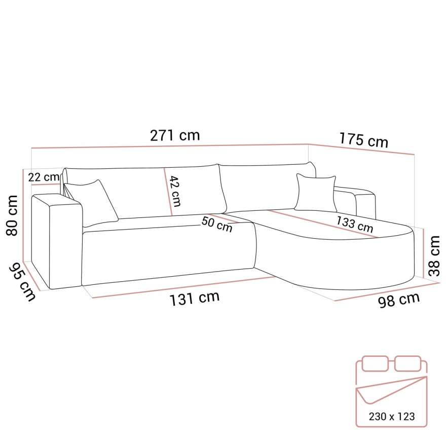 Narożnik SOPRANO z funkcją spania i pojemnikiem