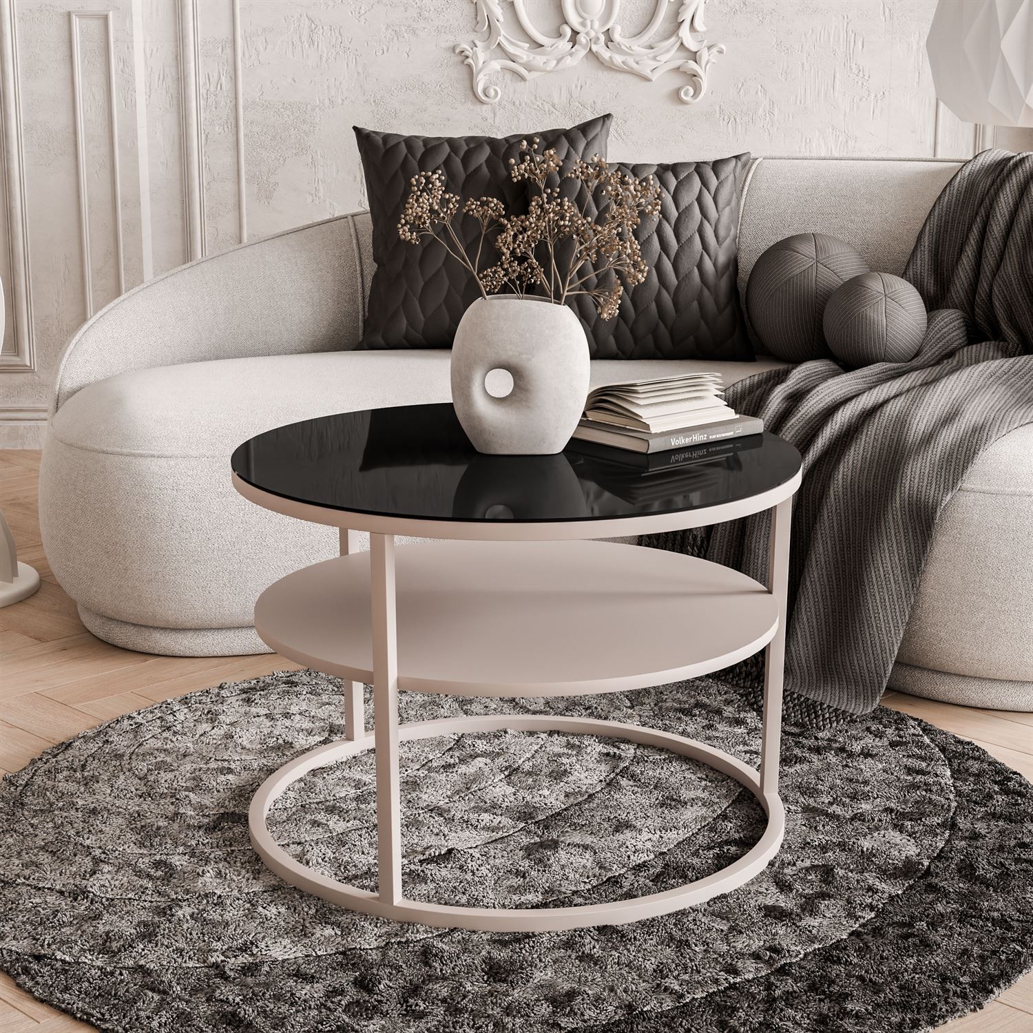 Stolik Kawowy CIRI GLASS KASZMIR z półką