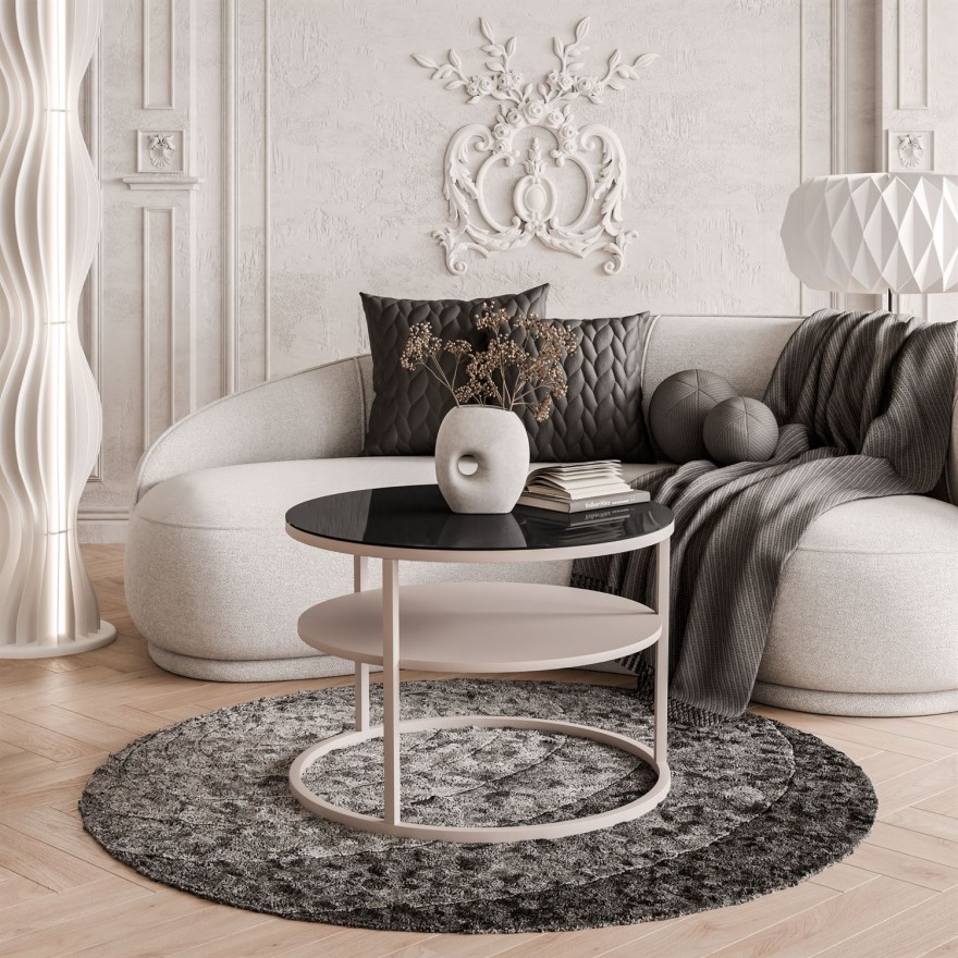 Stolik Kawowy CIRI GLASS KASZMIR z półką