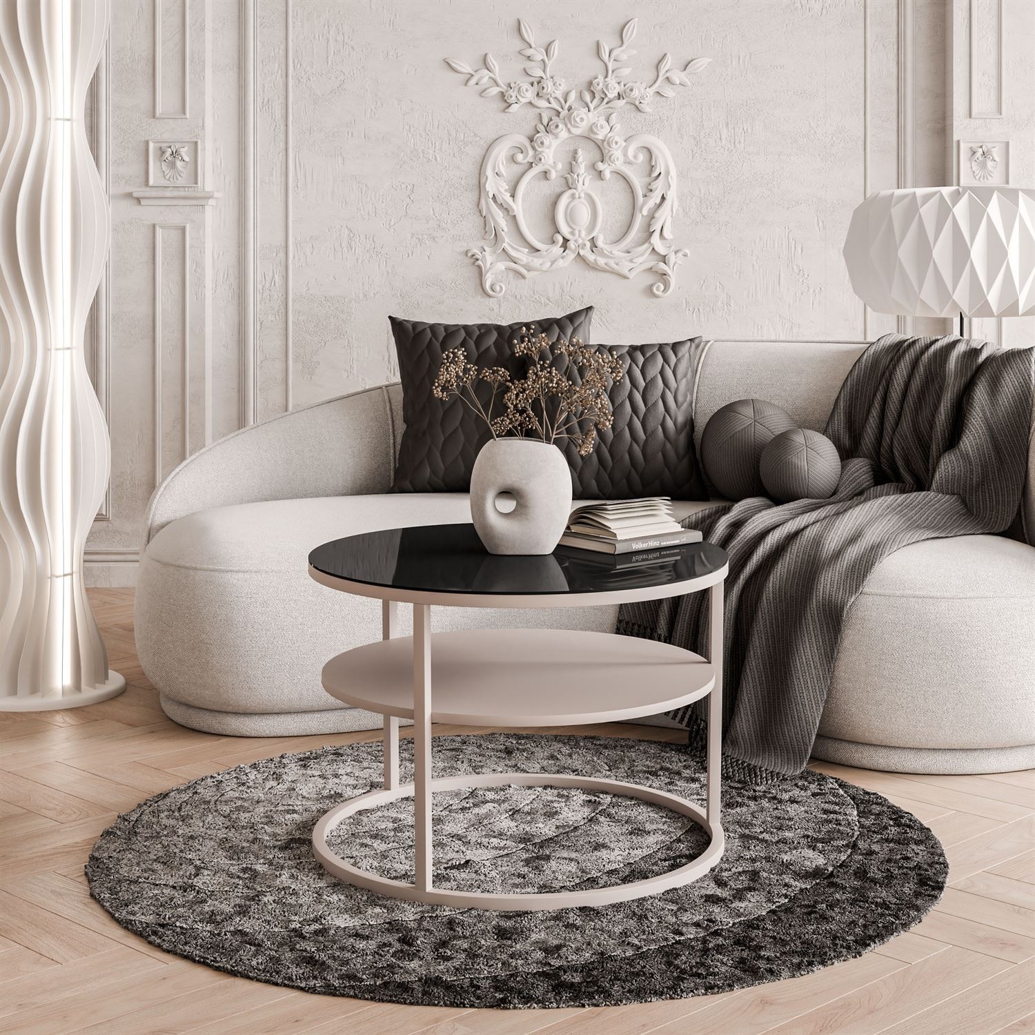 Stolik Kawowy CIRI GLASS KASZMIR z półką