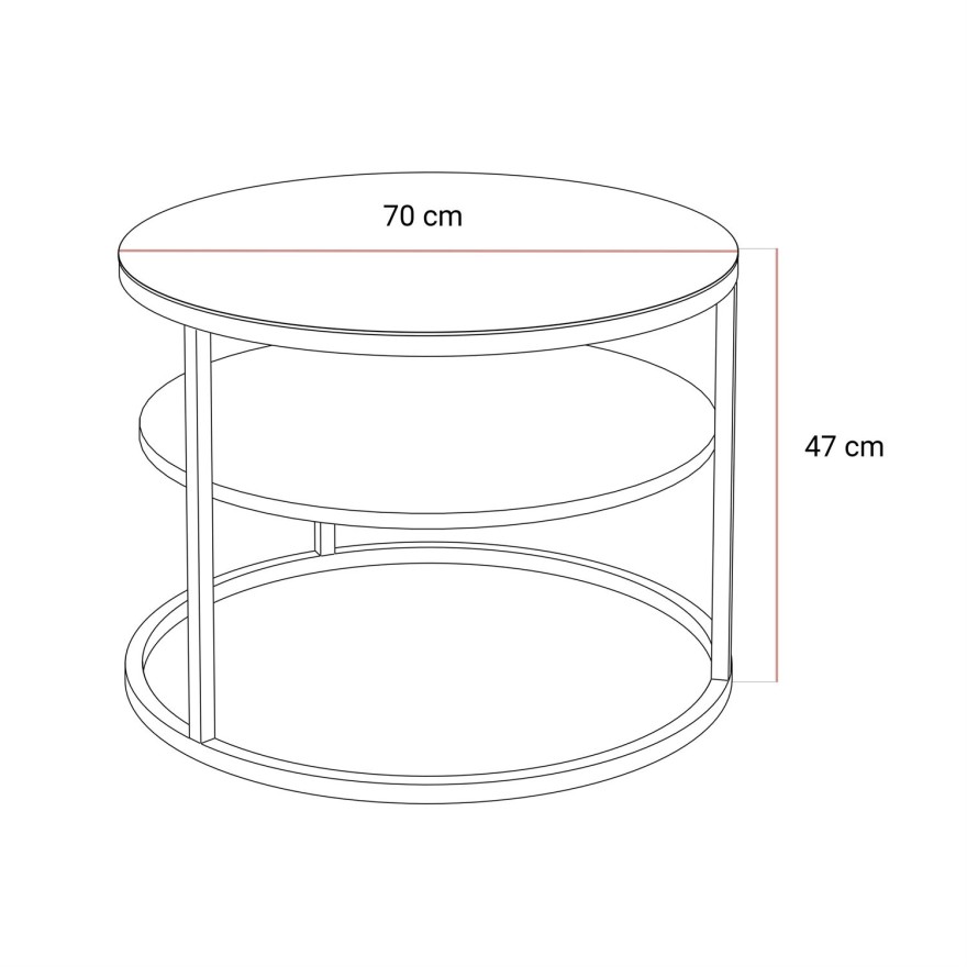 Stolik Kawowy CIRI GLASS KASZMIR z półką