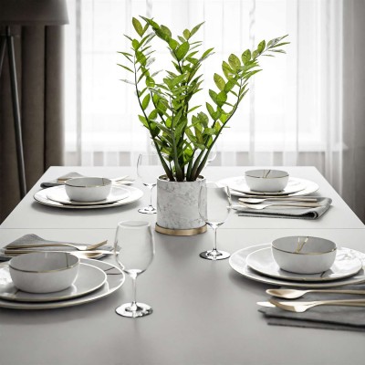 Zestaw mebli ART - O z krzesłami biały mat