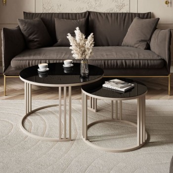 Stolik kawowy LORI 2w1 KASZMIR ze szklanym blatem