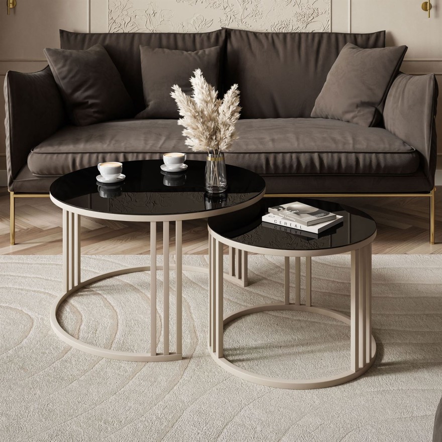 Stolik kawowy LORI 2w1 KASZMIR ze szklanym blatem