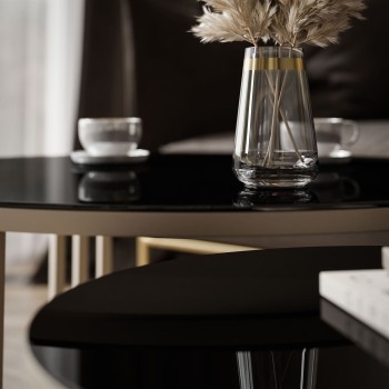 Stolik kawowy LORI 2w1 KASZMIR ze szklanym blatem