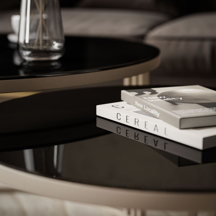 Stolik kawowy LORI 2w1 KASZMIR ze szklanym blatem