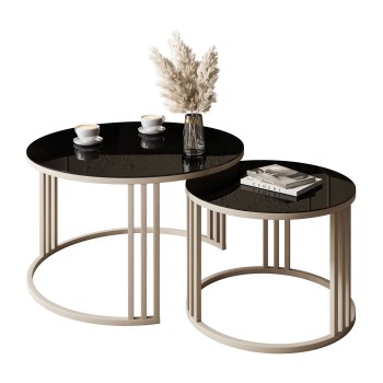 Stolik kawowy LORI 2w1 KASZMIR ze szklanym blatem