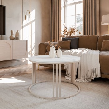 Okrągły stolik kawowy LORI MAT na kaszmirowym stelażu