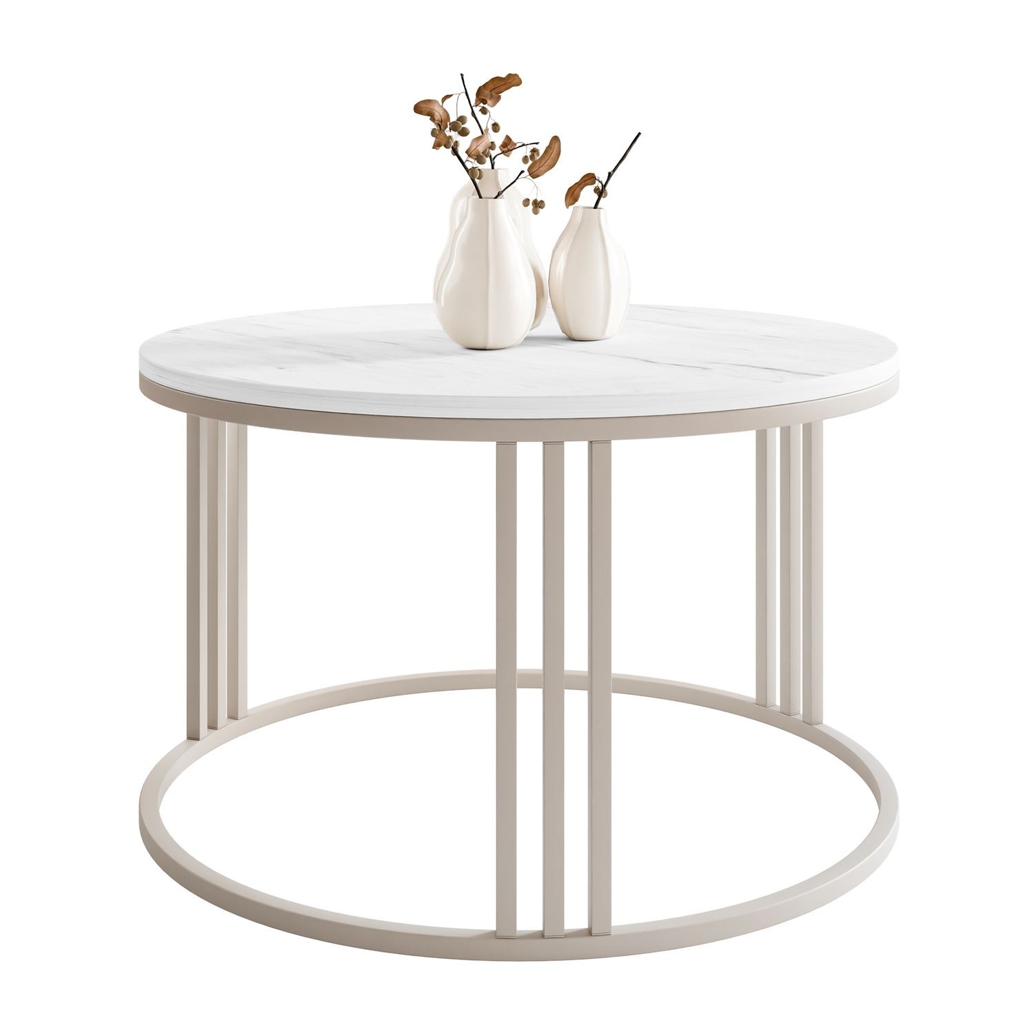 Okrągły stolik kawowy LORI MAT na kaszmirowym stelażu