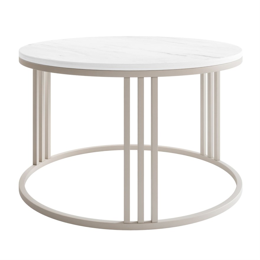 Okrągły stolik kawowy LORI MAT na kaszmirowym stelażu