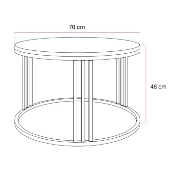 Okrągły stolik kawowy LORI MAT na kaszmirowym stelażu