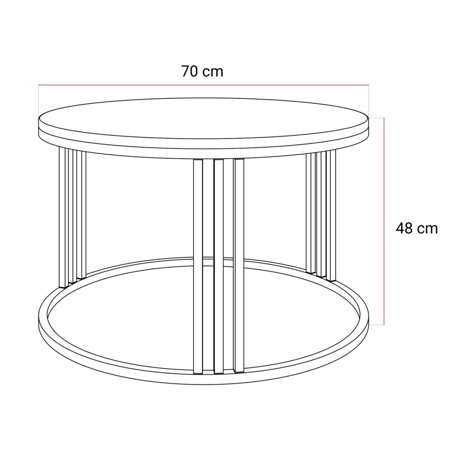 Okrągły stolik kawowy LORI MAT na kaszmirowym stelażu