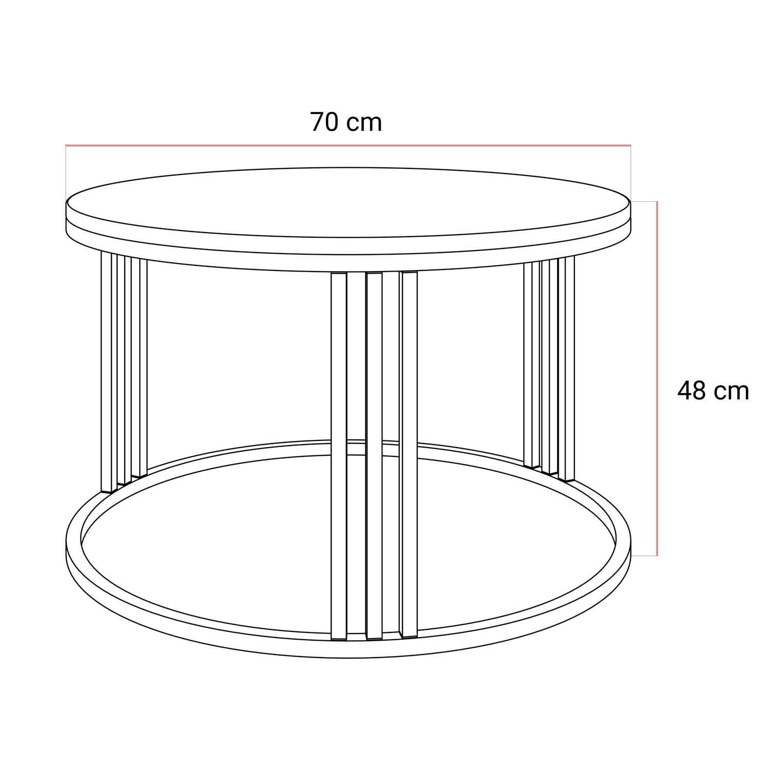 Okrągły stolik kawowy LORI MAT na kaszmirowym stelażu