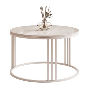 Okrągły stolik kawowy LORI połysk na kaszmirowym stelażu