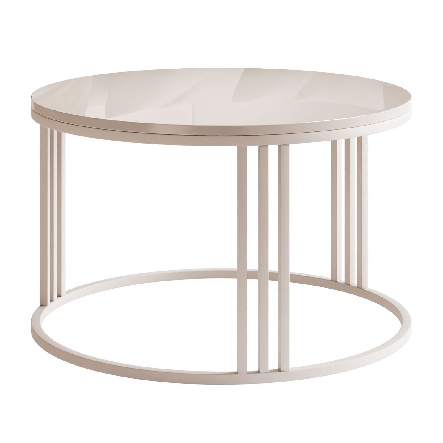 Okrągły stolik kawowy LORI połysk na kaszmirowym stelażu