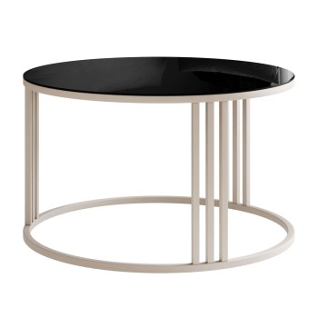 Okrągły stolik kawowy LORI GLASS na kaszmirowym stelażu