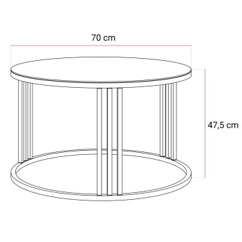 Okrągły stolik kawowy LORI GLASS na kaszmirowym stelażu