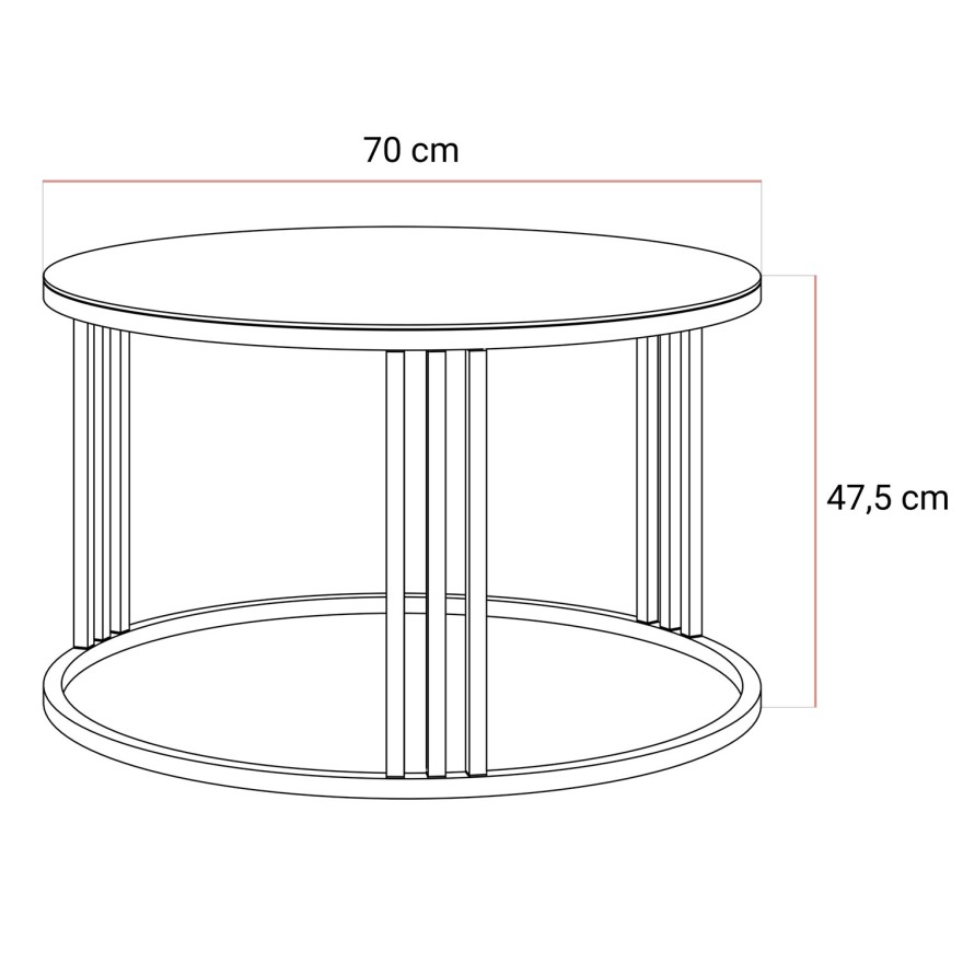 Okrągły stolik kawowy LORI GLASS na kaszmirowym stelażu